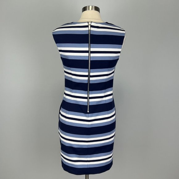MICHAEL Michael Kors Womens Blue Stripe Sleeveless Sheath Dress Stretchy size 8 - Picture 5 of 12